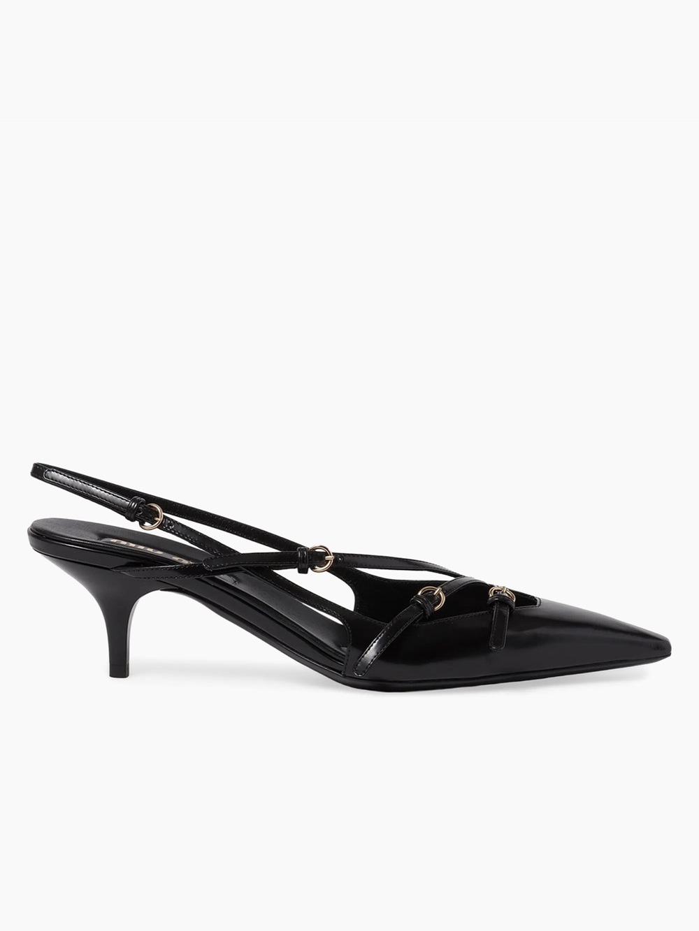 - Miu Miu Brushed Leather Slingback Pumps with Buckles BT